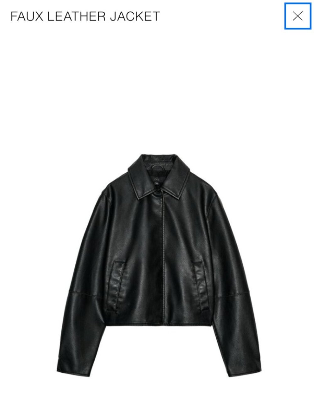 Zara Faux Leather Jacket | Black | Size S